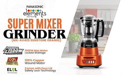 Panasonic Heavy Duty Mixer Grinder For Kitchen MX-AV425 (Sunstone Orange) Elements Series Powerful 1500W (MMLW) 4 Jar (Three-304 Stainless Steel & 1Juicer Extractor Jar) | 5 Years Motor Warranty