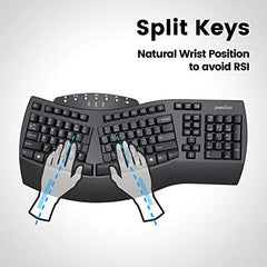 Perixx PERIBOARD-612W Wireless Ergonomic Split Keyboard with Dual Mode 2.4G and Bluetooth Feature, Compatible with Windows 10 and Mac OS X System, White, US English Layout