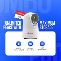 Trueview 3MP WiFi Robot Security Camera | 360° Pan Tilt | All-Time Color Night Vision | AI Auto Tracking & 2-Way Audio | Alexa Compatible | Supports 256GB Memory Card | STQC Certified for Privacy