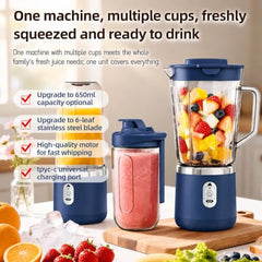 Juicer for Home ^ Lacossi Juicer Mixer Grinder with 1500mAh Battery, 6 Blades 3Gears Fast Blending, 2-Jar Capacity (400ml*2) | 40 Watts Bullet Rechargeable Portable Personal Juicer