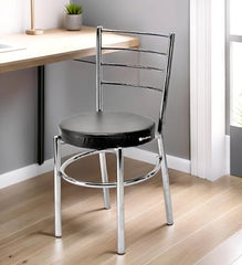 RATISON Office Visitor Study Chair Home Restaurant Steel Multipurpose with a Leather Cushion Steel Chrome Chair with Ring (Green, 6)