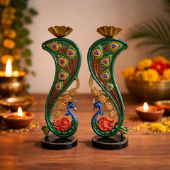 Festive Elegance Peacock Theme Decorative Tealight Stand | traditional handmade