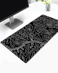 White Topographical XXL Gaming Deskmat 900x450mm – Extended Mousepad for PC