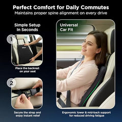 Dr Trust USA Backrest for Car Seat, Office Chair to Sit Up Right, Orthopaedic Memory Foam Cushion/Pillow Back Pain Relief, Lumbar Support, Spine Alignment, and Posture Correction - 360, Black