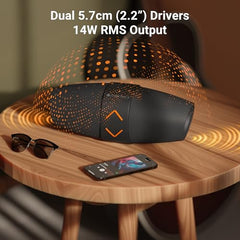 ZEBRONICS Sound Feast 55, Portable Bluetooth Speaker, 14 Watts, 10 Hours Playback, Dual 5.7 cm Drivers, Dual Passive Radiator, Call Function, RGB, Bluetooth v5.3 | TWS | USB | mSD | AUX, Deep Bass