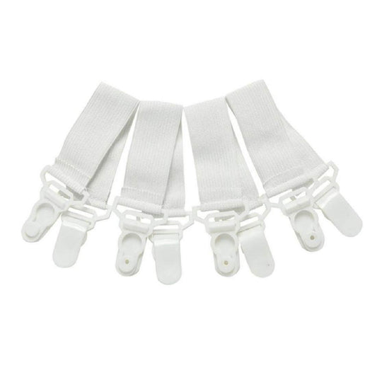 SYGA 4 Pieces Adjustable Bed Sheet Gripper Clip Holder-Bed Sheet Fasteners Suspenders-Bed Sheet Holder Tie(White)