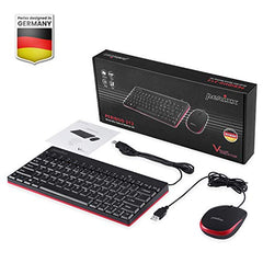 Perixx PERIDUO-212 Wired Mini Keyboard and Mouse Set, USB Connection, Black, US English Layout