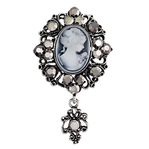 SYGA Brooch Pin Fashion Crystal Rhinestone Jewellery Pin Vintage Clothing Accessories Decoration Retro Beauty Head Crystal Silver Brooches For Women- S249