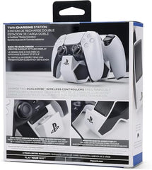PowerA Twin Charging Station For PS5 Dualsense & Dualsense Edge Wireless Controllers,AC Adaptor Included,With LED Indicator,Vertical Dual Controller Fast Charging Dock (Officially Licensed),White