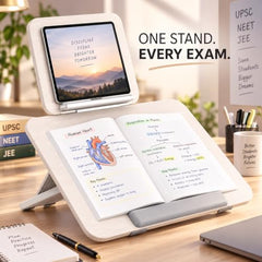 Sunchhaya Acrylic Book Stand for Reading – Clear Adjustable Book Holder with 360° Rotating Base, Foldable Reading Stand for Desk, Cookbook, Tablet & Laptop Stand, Height & Angle Adjustable (R22H)