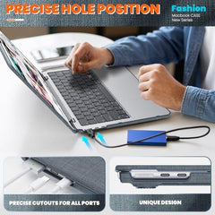 ProElite Case for MacBook Air 13.6 inch 2022 2023 2024 2025 Release M5/M4/M3 A3113 M2 A2681 with Touch ID, Fabric Material Hard Shell with Slim TPU Bumper and Fold Kickstand, Purple