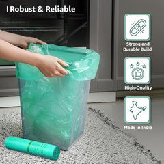 Presto! Amazon Brand - 100% Compostable Garbage Bags | Medium (M) | 45 Counts | 15 Bags X 3 Packs | 19 x 21 Inches | Strong and Durable | For Dry and Wet Waste, Green