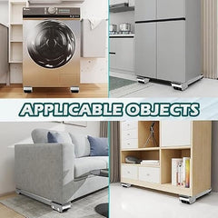 Universal Adjustable Furniture Washing Machine Stand with Wheels, Heavy Duty Appliance Roller Base, Anti-Slip, Anti-Vibration, Easy Move for Washer, Dryer & Fridge