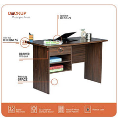DeckUp Plank Giona Engineered Wood Study Table and Office Desk (Walnut and White, Matte Finish)