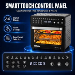INALSA Air Fryer Oven 1700W|15L Large Capacity|Stainless Steel Interior|Non-Toxic Cooking|14-in-1 Functions,Fry,Bake,Grill,Dehydrate,Roast& Reheat|Rotisserie&Convection|Oil-Free Cooking,Aero Smart 15