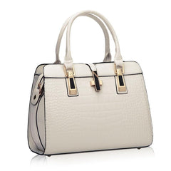 SYGA Leather Hand-Held Crocodile Pattern Women's Bag Single-Slant Handbag(WHITE)