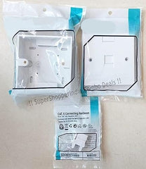 MakWorld Combo Deals - RJ45 CAT6E Lan I/O Network Keystone Jack + Gang Box + Single Port Face Plate (Set of 5)