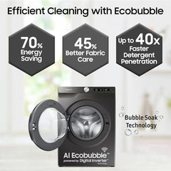 Samsung 8 Kg 5 Star Eco Bubble Technology, AI Control & Wi-Fi, Fully-Automatic Front Loading Washing Machine Appliance (WW80T504DAN1TL, Digital Inverter, In-Built Heater, Inox)