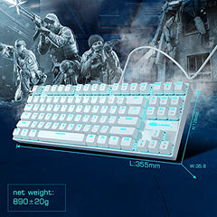 MageGee 75% Mechanical Gaming Keyboard with Brown Switch, LED White Backlit Keyboard, 87 Keys Compact TKL Wired Computer Keyboard for Windows Laptop PC Gamer - Retro Grey/White