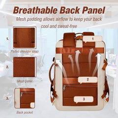 KARRIER 50L CrossZip Laptop Backpack for Men & Women, Spacious Padded Laptop Bag with Multiple Compartments for Office, College, Work & Travel, Cream**