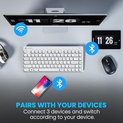 Portronics Bubble Multimedia Wireless Keyboard 2.4 GHz & Bluetooth 5.0 Connectivity, Noiseless Experience, Compact Size for iOS iPad Air, Pro, Mini, Android, Windows Tablets PC Smartphone(Black)