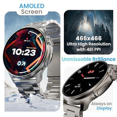 GOBOULT Crown R Pro 2 Smartwatch 1.43''HD AMOLED Display,BT Calling 5.2,600Nits Brightness,IP67,150+Watchfaces, 120+Sports Modes, AI Voice Assistant, SpO2 Monitoring(Charcoal Black)