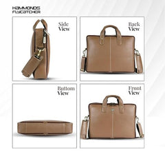 HAMMONDS FLYCATCHER Men Genuine Leather Office Bag - Laptop Bag - Padded Laptop Compartment, Fits 14 Inch Laptop - Adjustable Strap, 1 Year Warranty - Office, Travel, Daily Use - Brushwood, Brown