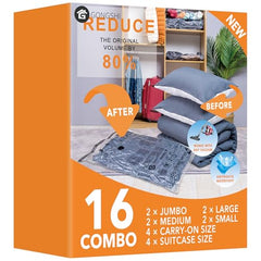 GONGSHI Plastic 24 Pack Vacuum Storage Bags with Electric Pump, (5 Jumbo, 5 Large, 5 Medium, 5 Small, 4 Roll Up Bags) Space Saver Bag for Mattress, Blanket, Duvets, Comforters,Travel, Transparent