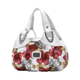 SYGA Women's Printed PU Leather Hobo Bag, Multiple Colors and Patterns, Crossbody Shoulder(WHITE FANTASY RED FLOWER)