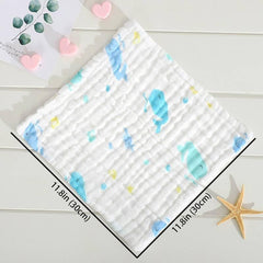 SYGA PACK OF 5 Baby Napkin Six-Layer Gauze 30 * 30 Printed Design Square Scarf Five Baby Small Square Scarf