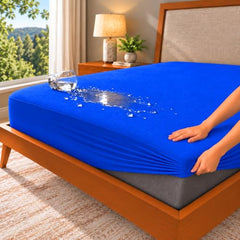 GADDA CO 100% Waterproof Premium Cotton Feel Mattress Protector King Size 78x72 Inch|Ultra Soft Breathable & Fitted Bed Protector Terry Cover Double Bed (6.5x6 feet, Fits 10 Inches, Grey)