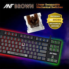 Ant Esports Thunder20 Wired Mechanical Gaming Keyboard and Mouse Combo | TKL Keyboard Rainbow Backlight 26Anti-Ghosting Keys, 6-Button 3600DPI Mouse | USB | PC/Laptop Compatible_ Brown Switch_ Black