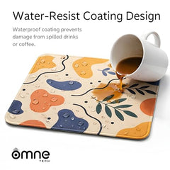 omne TECH Mousepad for Desk | Smooth Waterproof Surface, Anti-Slip Rubber Base, Durable & Comfortable Mouse Pad for Office, Laptop & Computer (Abstract Leaf Patten)