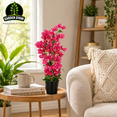 GARDEN GYANI Artificial Areca Palm Plant with Black Pot – 145 cm Tall Faux Tropical Decorative Plant with 35 Leaves for Home, Office & Living Room Décor
