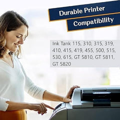 Printer Ink Refill Dye Ink for HP GT53 GT52 Compatible for HP Ink Tank 115, 310, 315, 319, 410, 415, 416, 419, 455, 500, 515, 530, 615, GT 5810, GT 5811, GT 5820 (GT51 ST+BK)