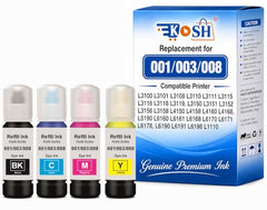KOSH T664 Refill Ink Compatible for Epson L130, L310, L361, L380, L405, L565, L365, L485, L220, L360, L130, L130 and L380 Printers (4, Black Pack of 4)