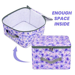 Storite 2 Pack Nylon Wardrobe Bag Underbed Cloth Storage Organizer | Moisture Proof Storage Bag, Storage box for Clothes Saree Bags, Zippered Closure & Handle - Magenta,37x34x23 cm