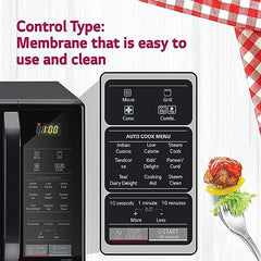 LG 21 L Convection Microwave Oven (MC2146BG, Glossy Black, with Glass Door, 151 Auto Cook Menu, Quartz Heater, Health Plus Menu)