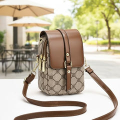 MOMISY Women’s Crossbody Sling Bag | PVC Leather Mini Shoulder Bag with Magnetic Buckle & Adjustable Strap(Light Brown)