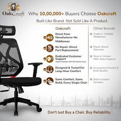 Oakcraft Hurricane Premium Ergonomic Office Chair | Dynamic 2D Lumbar Support | High-Back Executive Chair for Office, Home & Workstation
