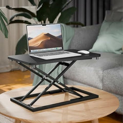 TARKAN Wood Standing Desk Riser, Height Adjustable Sit to Stand Desktop Workstation Table for Laptop & Monitor (Black)