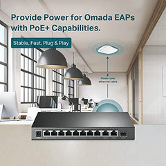 TP-Link 11 Port Unmanaged PoE+ Switch, 124W, Fanless, 8×FE+3GE(TL-SL1311MP)