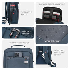VIP Legacy 17 Inch Convertible Laptop Backpack 25L | Water-Resistant with USB Charging Port | Padded Laptop Sleeve, 3 Compartments, Front Organizer | Office & Travel Backpack for Men & Women (Black)