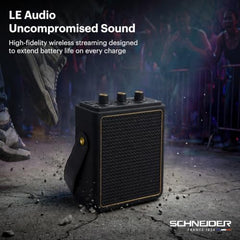 Schneider ENERZA HP20 Portable Wireless Bluetooth Speaker | 20W Triple-Driver 360° Sound | Auracast™ & Bluetooth 5.4 | IPX4 Splash Proof | Fast Charge 0–80% in 1Hr | 10Hr Playtime - Black