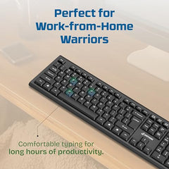 EARTHONIC Wired USB Keyboard for Laptop, PC & Desktop, Full Size USB Computer Keyboard with Numeric Keypad, Quiet Soft Keys, Multimedia Controls, Adjustable Stand, 1.4m Cable, Black