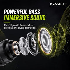 Kratos TW02 Ear Buds Wireless with 60H Playtime, Noise Isolation & Clear Calls, Bluetooth Earbuds with Voice Assistant, Ear Buds with Bluetooth V 5.3 & with Type C Fast Charging, IPX5 TWS Earphones