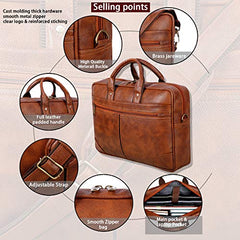 Hard Craft Vegan Leather Office Laptop Messenger and Shoulder Side Sling Hand Bag For Men Corporate Executive Briefcase Bag For Man Supports Laptop Upto 15.6 inches