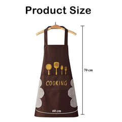 MOMISY Waterproof Kitchen Apron, Cooking Apron with Pockets, Side Towel for Hand Wiping, Suitable for Men and Women (Brown)
