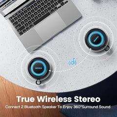 Deeyaple Portable Bluetooth Speaker, IP67 Waterproof Mini Bluetooth Speaker Wireless V5.3 with Stereo Sound,All Day,TWS Pairing,LED Light,Gift for him/her (Red)