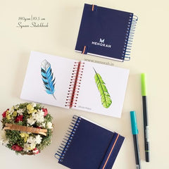 MENORAH - Artist Square Sketch Book - 180 GSM - Square Drawing Book - (100 Pages/50 Sheets) - Hard Metal Spiral Bound - (15.0 cm x 15.0 cm) - Pink